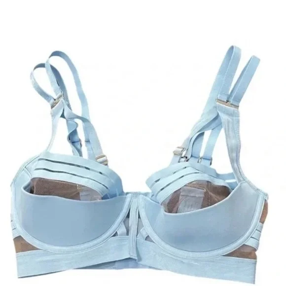 Honey Birdette Linda C Light Blue Mesh Bra Size 32G Bondage
